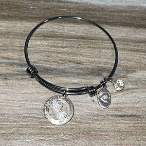 Footnotes Rocks Stainless Steel Bangle Charm Bracelet Daughter Hart Rhinestone